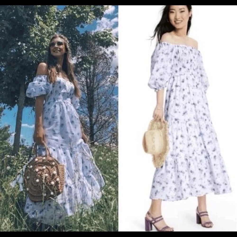 LoveShackFancy X Target Gemma White Floral Tiered Prairie Maxi Dress - Picture 4 of 4